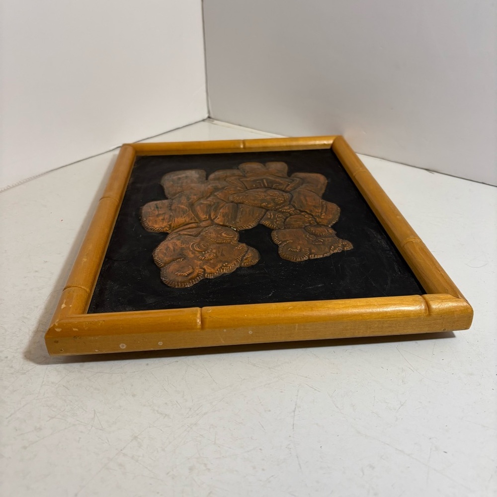 Vintage copper bear family wooden framed picture wall art Hyland gallery - Picture 5 of 13